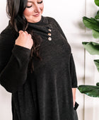 Crossover Cowl Neck Fit & Flare Tunic Sweater In Black - Body By J'ne