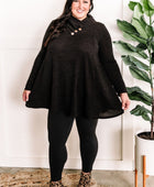 Crossover Cowl Neck Fit & Flare Tunic Sweater In Black - Body By J'ne