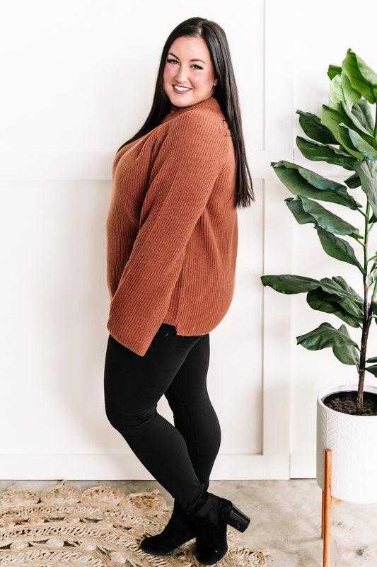 Knit Sweater With Zipper Sleeve Detail In Rustic Fall - Body By J'ne