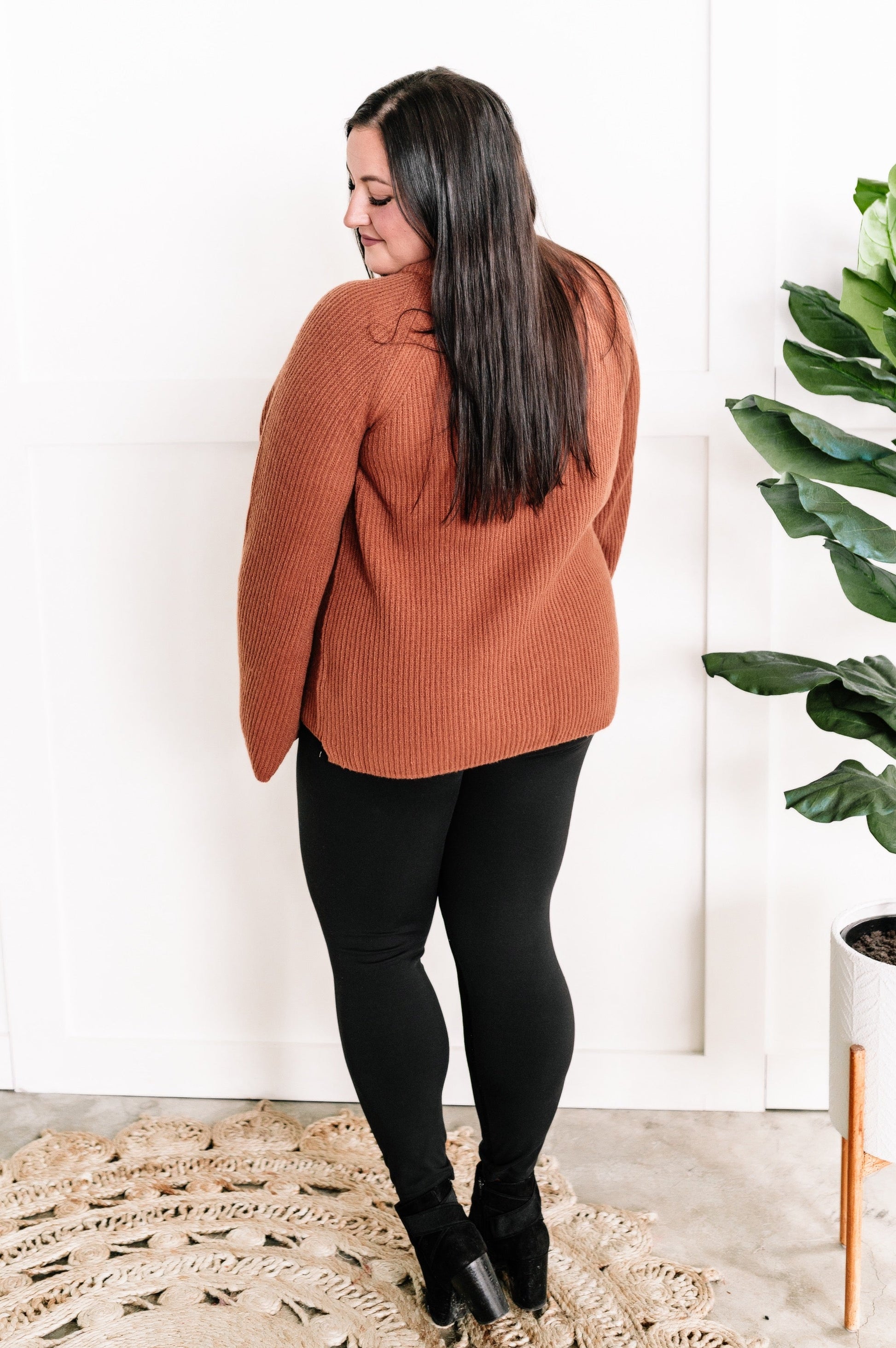 Knit Sweater With Zipper Sleeve Detail In Rustic Fall - Body By J'ne