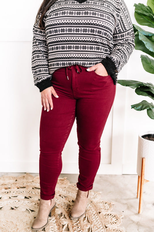 Scarlet Denim Cuffed Joggers By Judy Blue Jeans - Body By J'ne