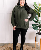 Thermal Pullover Hoodie With Zipper Detail In Olive - Body By J'ne