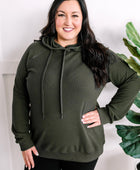 Thermal Pullover Hoodie With Zipper Detail In Olive - Body By J'ne