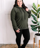 Thermal Pullover Hoodie With Zipper Detail In Olive - Body By J'ne