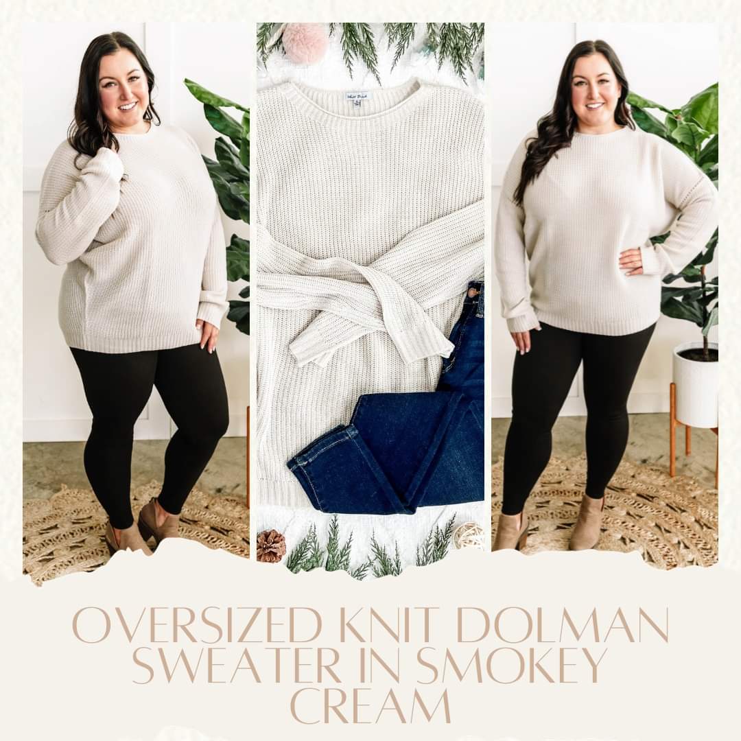 Oversized Knit Dolman Sweater In Smokey Cream - Body By J'ne