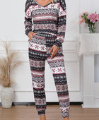 Snowflake Print Long Sleeve And Joggers Lounge Set - Body By J'ne