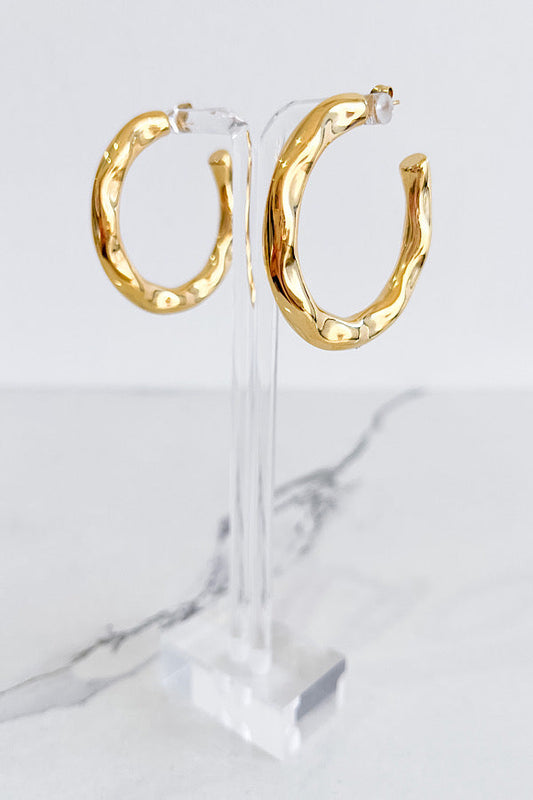 Natural Elements Hammered Gold Hoop Earrings - Body By J'ne