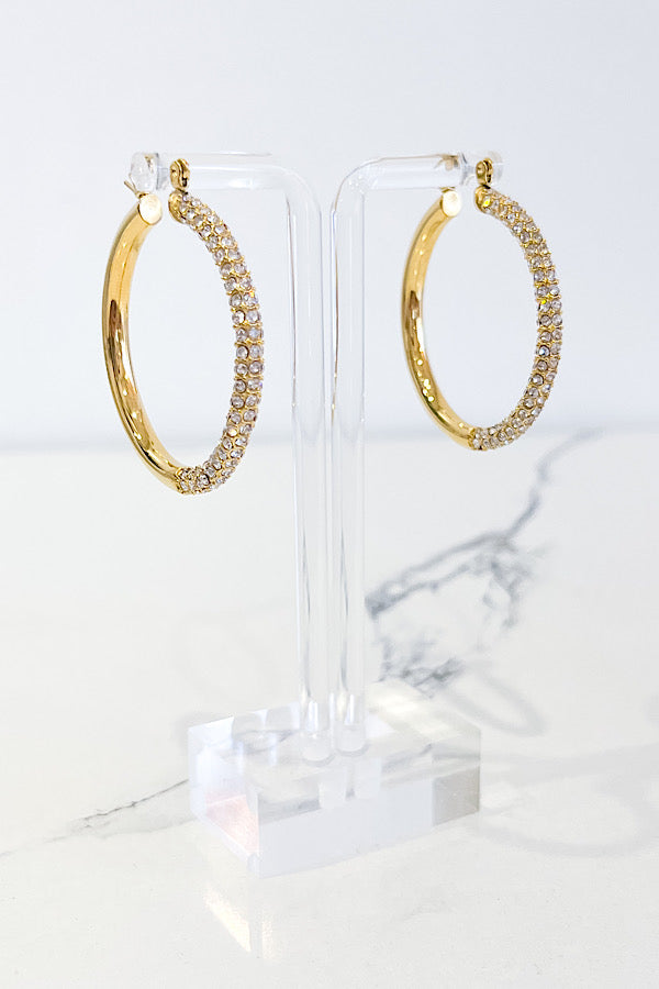 Natural Elements Gold Rhinestone Hoop Earrings - Body By J'ne