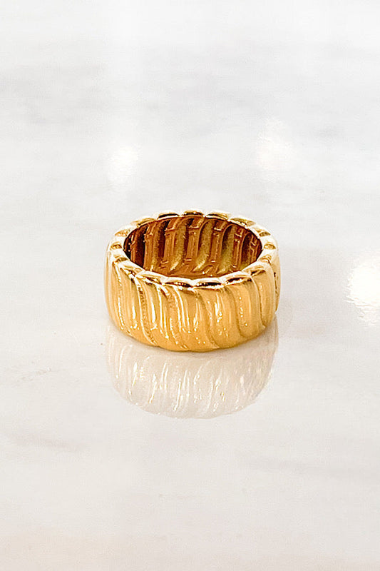 Natural Elements Chunky Gold Ribbed Ring - Body By J'ne