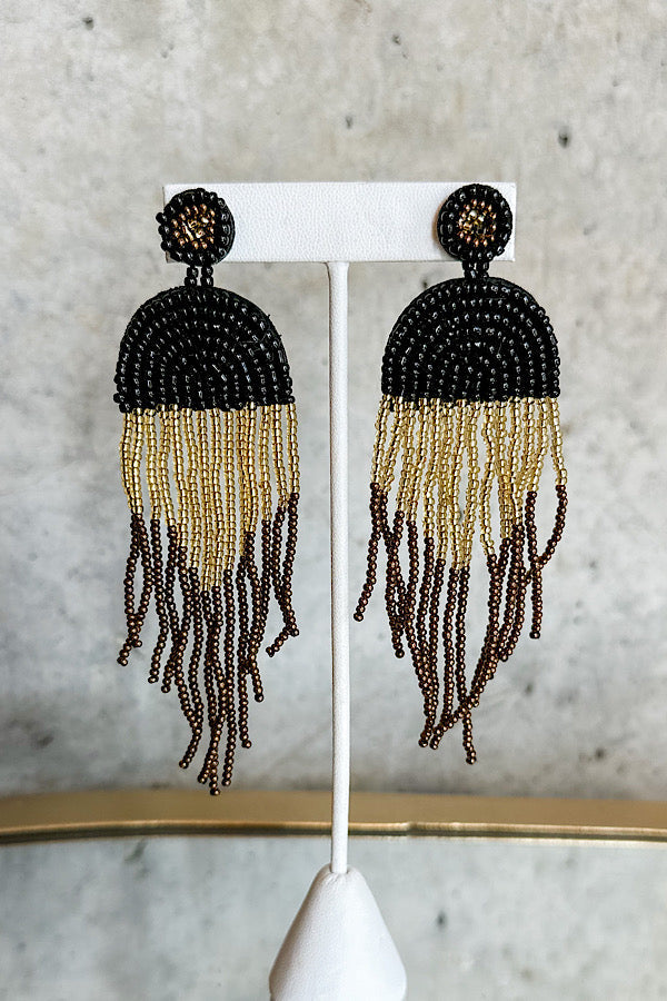 Cascade Black Gold Beaded Earrings - Body By J'ne