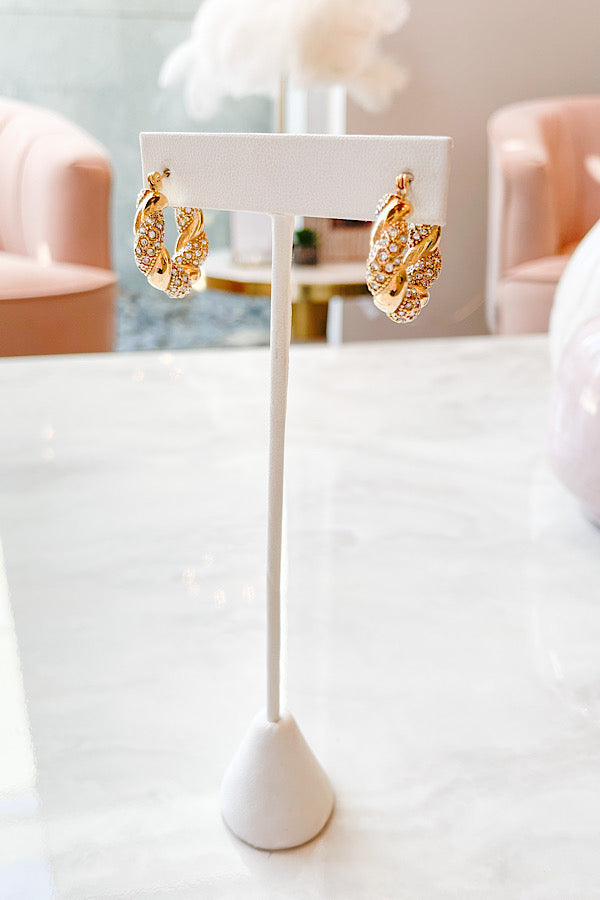 Natural Elements Gold Pave Twisted Hoop Earrings - Body By J'ne