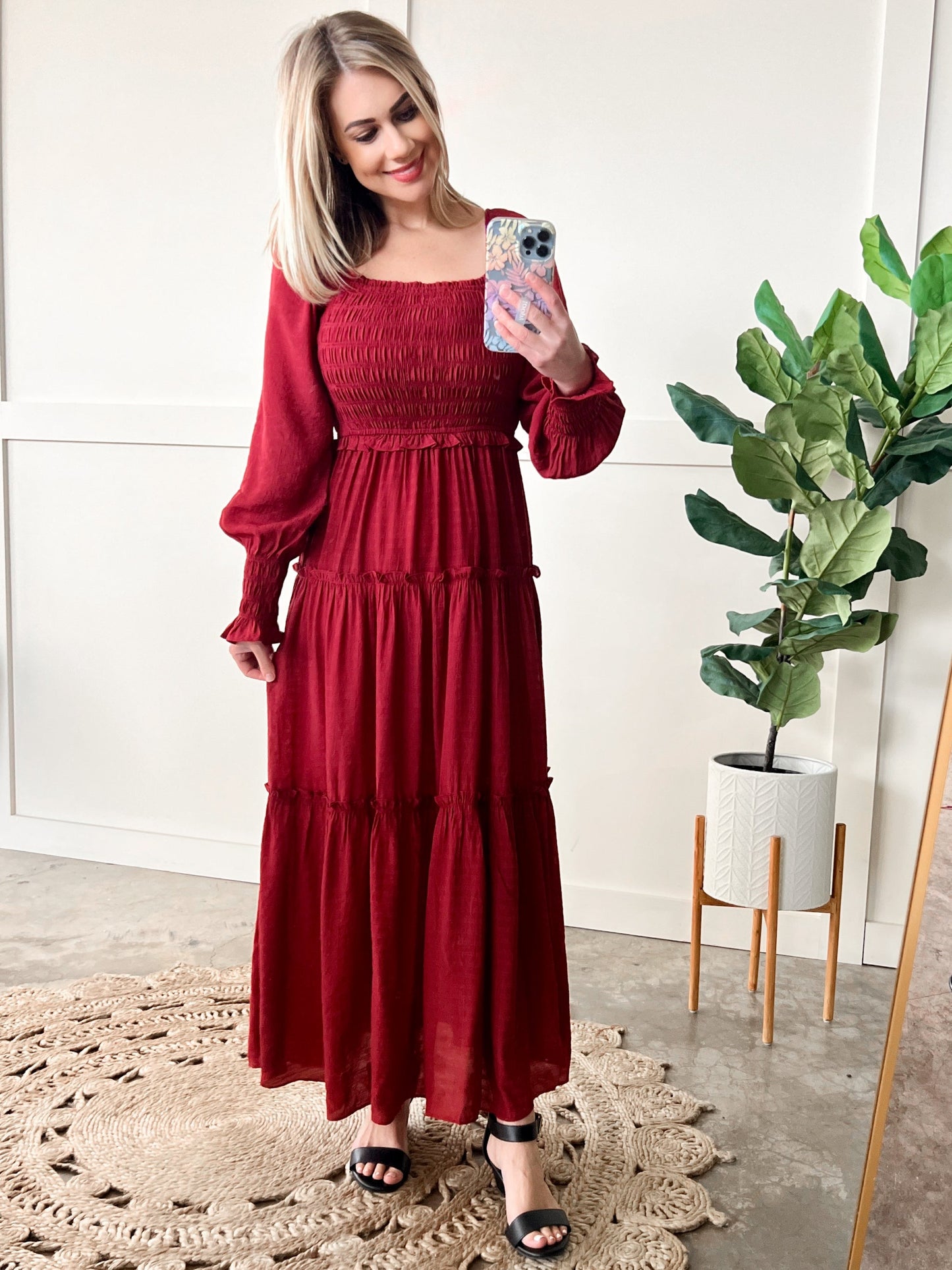 Tiered Maxi Dress With Smocking Detail In Holly - Body By J'ne