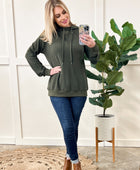 Thermal Pullover Hoodie With Zipper Detail In Olive - Body By J'ne