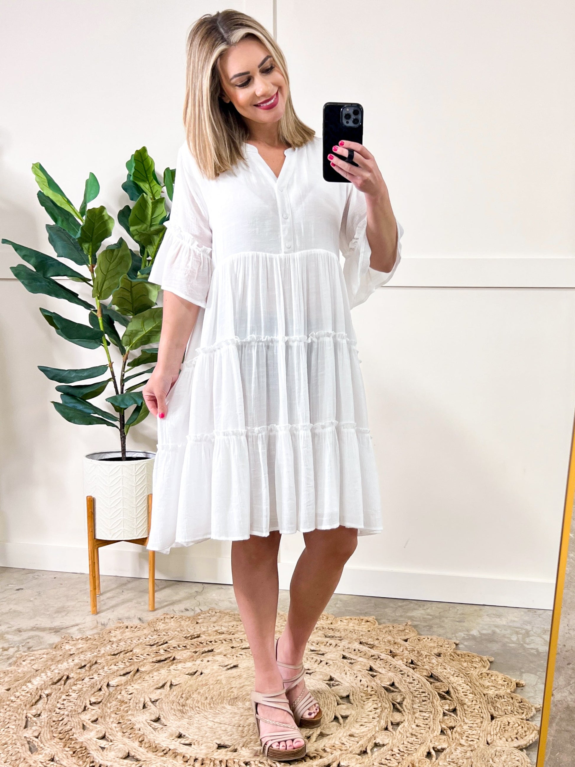 Bohemian Tiered Dress In Natural White - Body By J'ne