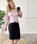 Denim Pencil Skirt In Classic Black By Risen - Body By J'ne