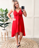 Tie Front Dress In Lipstick Red - Body By J'ne