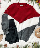 Cozy Knit Sweater In Burgundy White & Grey Chevron - Body By J'ne