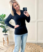 Collared Long Sleeve Top In Black - Body By J'ne