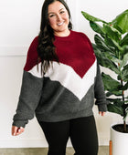Cozy Knit Sweater In Burgundy White & Grey Chevron - Body By J'ne
