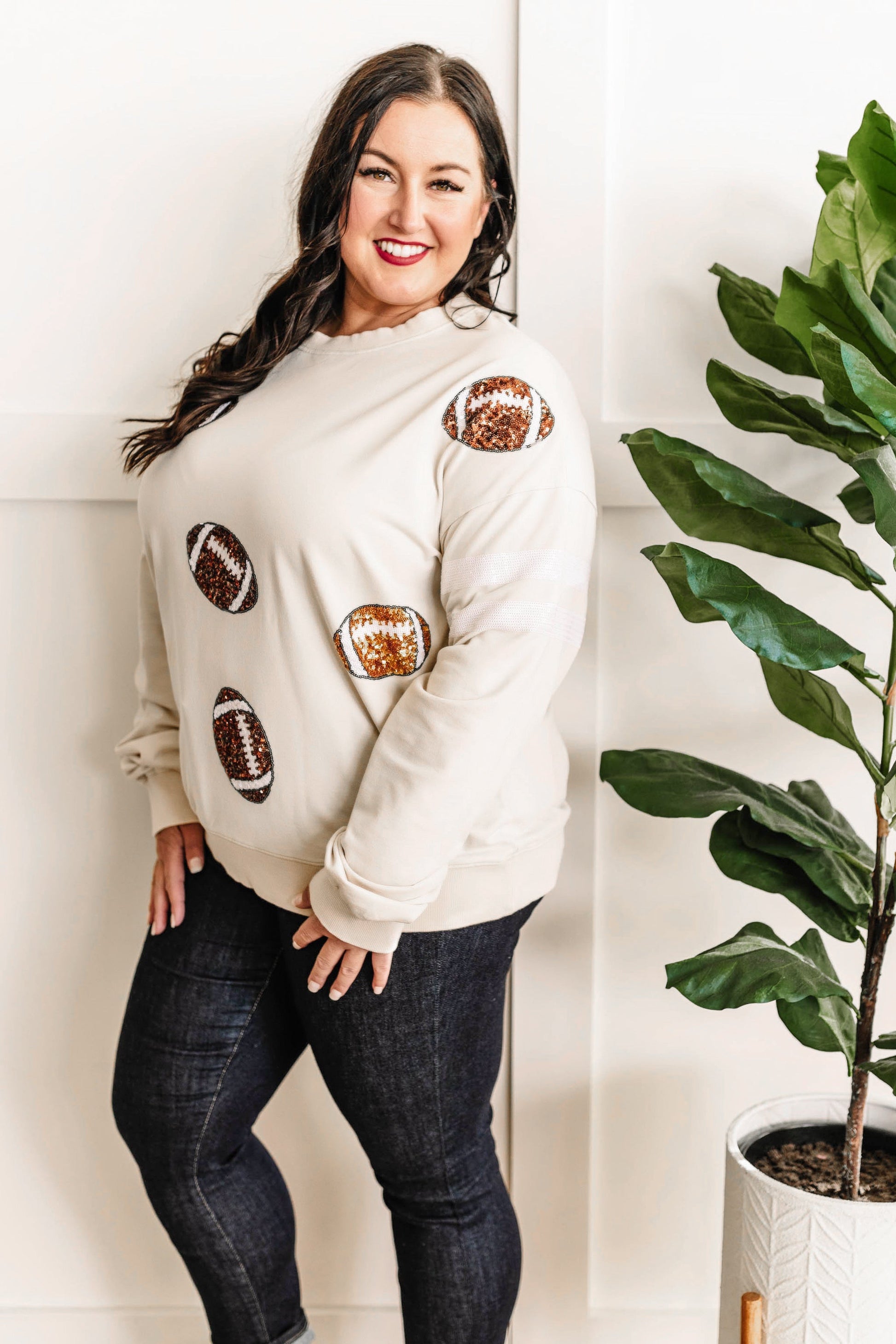 Pullover Sweatshirt In Football Sequins - Body By J'ne