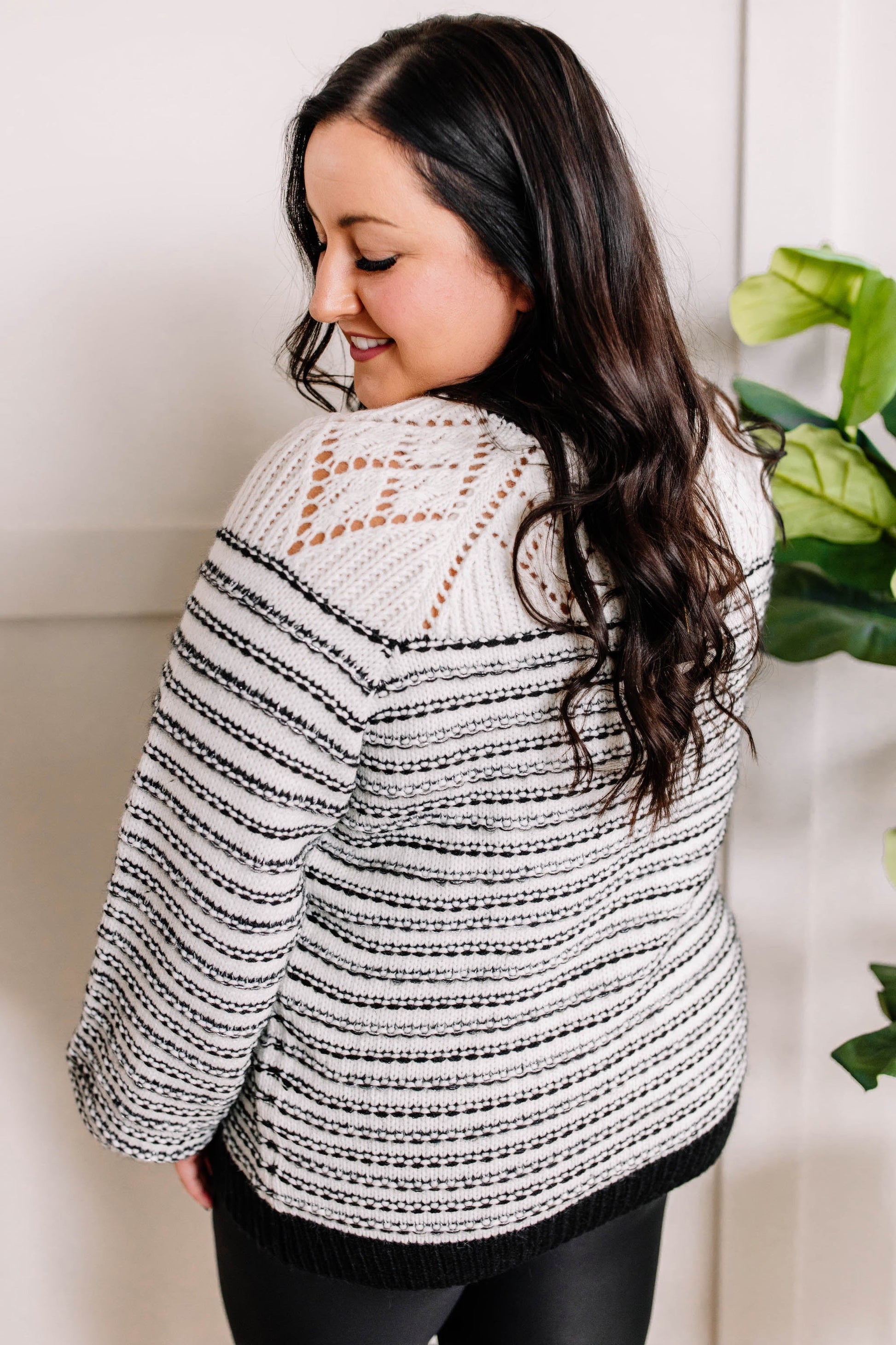 Soft Knit Sweater In Black & White With Silver Thread - Body By J'ne