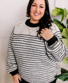 Soft Knit Sweater In Black & White With Silver Thread - Body By J'ne