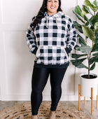 Checkered Plaid Sherpa Hoodie In Gray & White - Body By J'ne