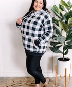 Checkered Plaid Sherpa Hoodie In Gray & White - Body By J'ne