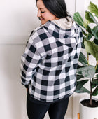 Checkered Plaid Sherpa Hoodie In Gray & White - Body By J'ne