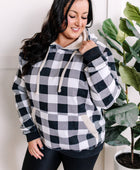 Checkered Plaid Sherpa Hoodie In Gray & White - Body By J'ne