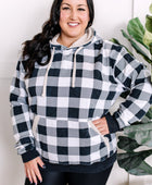 Checkered Plaid Sherpa Hoodie In Gray & White - Body By J'ne