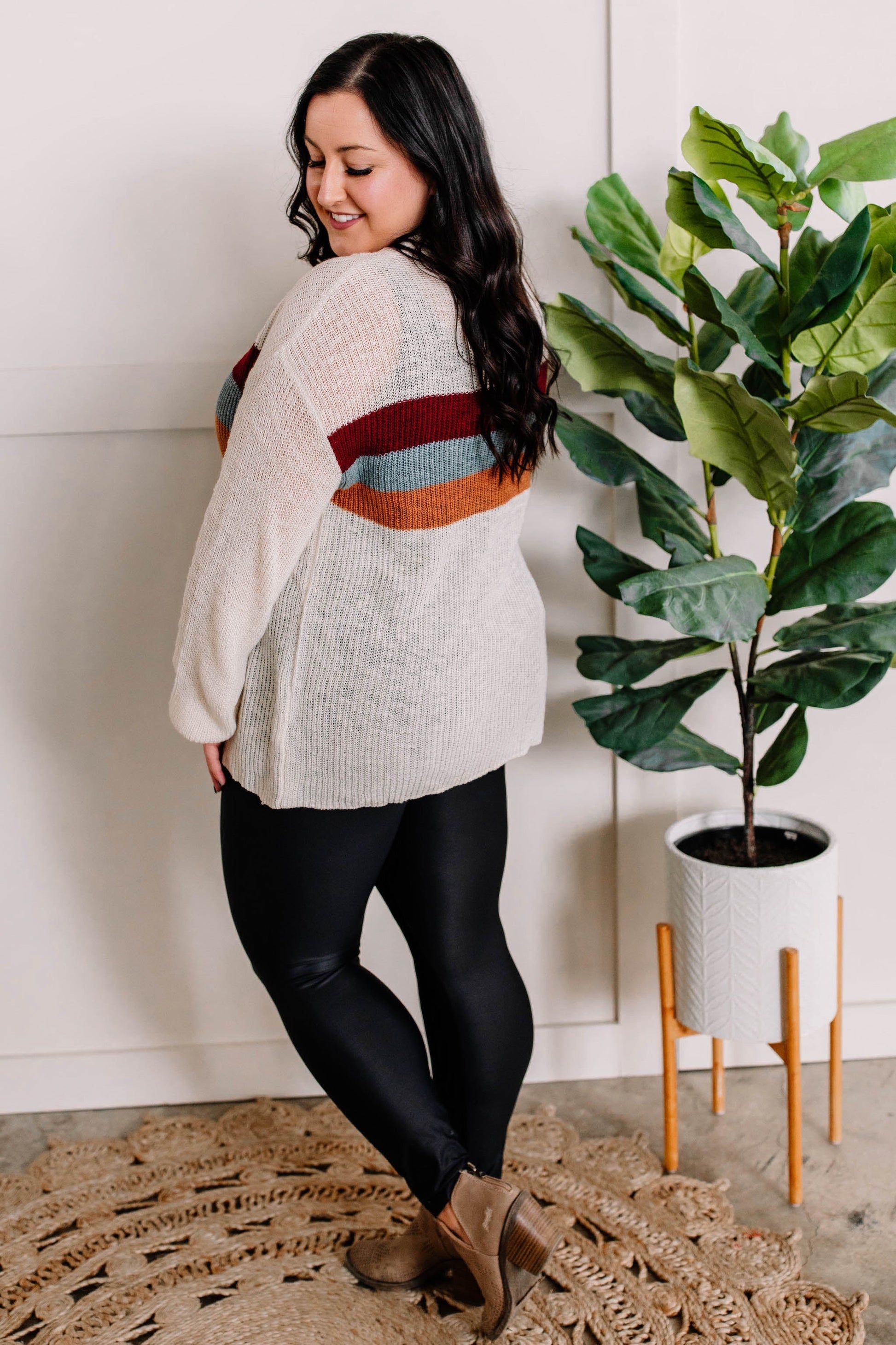 Team Player Sweater In Wine, Blue & Copper Stripes - Body By J'ne