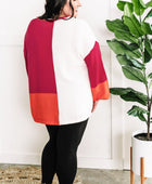 ColorBlock Knit Sweater In Pink, Orange & Ivory - Body By J'ne