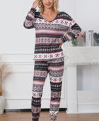 Snowflake Print Long Sleeve And Joggers Lounge Set - Body By J'ne