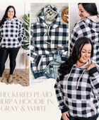 Checkered Plaid Sherpa Hoodie In Gray & White - Body By J'ne