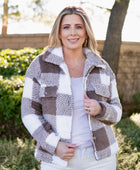 Khaki Plaid Sherpa Buttoned Flap Pocket Sherpa Shacket - Body By J'ne