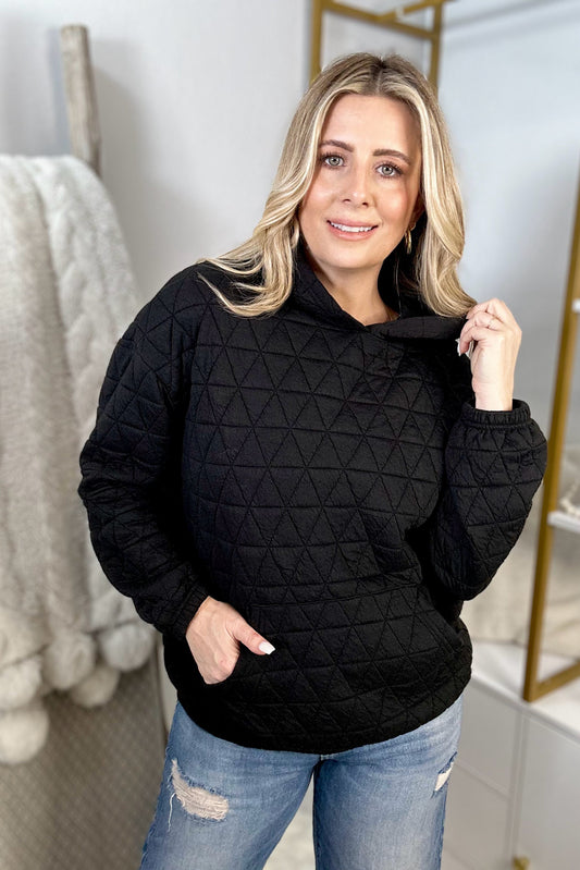 Anytime, Anywhere Quilted Hoodie, Black - Body By J'ne