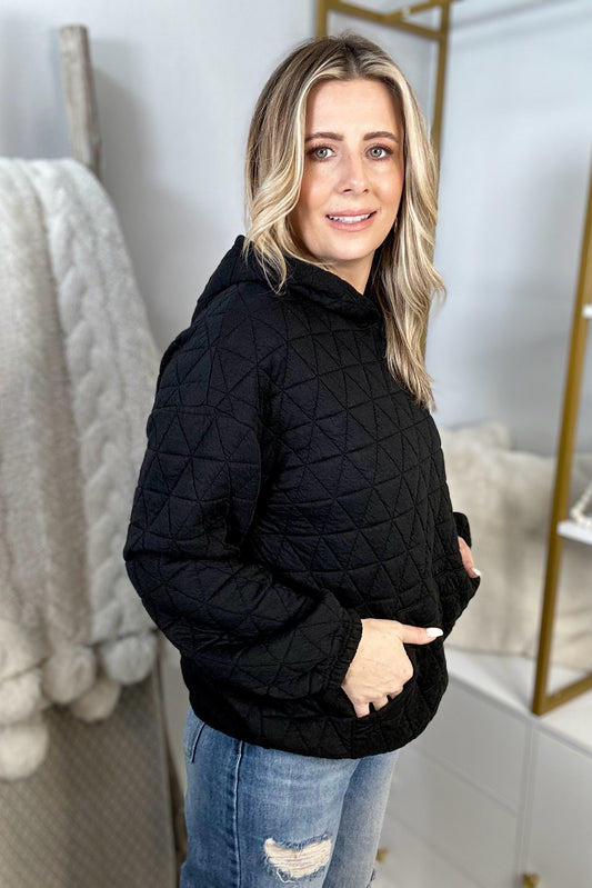 Anytime, Anywhere Quilted Hoodie, Black - Body By J'ne