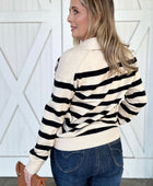Top Pick Striped Sweater,Beige - Body By J'ne