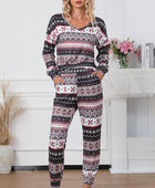 Snowflake Print Long Sleeve And Joggers Lounge Set - Body By J'ne