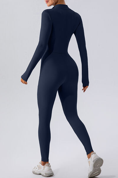 Half Zip Mock Neck Active Jumpsuit - Body By J'ne