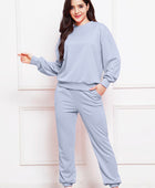 Round Neck Long Sleeve Sweatshirt and Pants Set - Body By J'ne