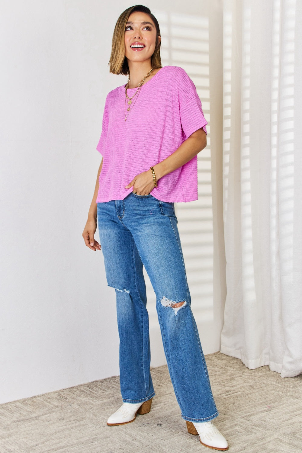 Full Size Round Neck Short Sleeve Top - Body By J'ne