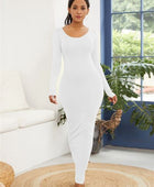 Round Neck Long Sleeve Maxi Wrap Dress - Body By J'ne