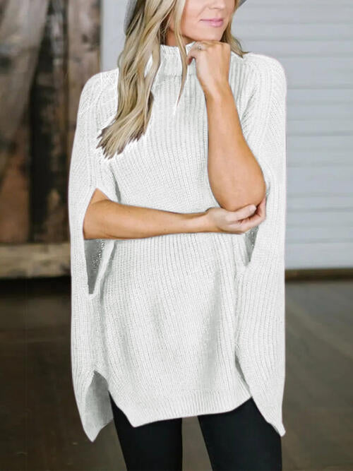 Turtleneck Slit Sweater - Body By J'ne