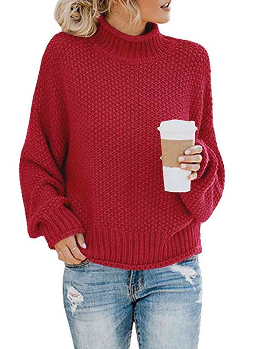 Turtleneck Dropped Shoulder Sweater - Body By J'ne