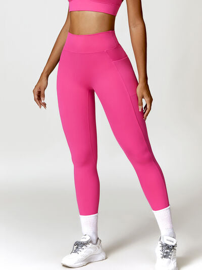 Ruched Pocketed High Waist Active Leggings - Body By J'ne