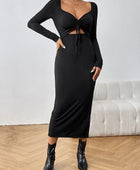 Cutout Drawstring Slit Dress - Body By J'ne