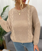 Openwork Round Neck Dropped Shoulder Sweater - Body By J'ne