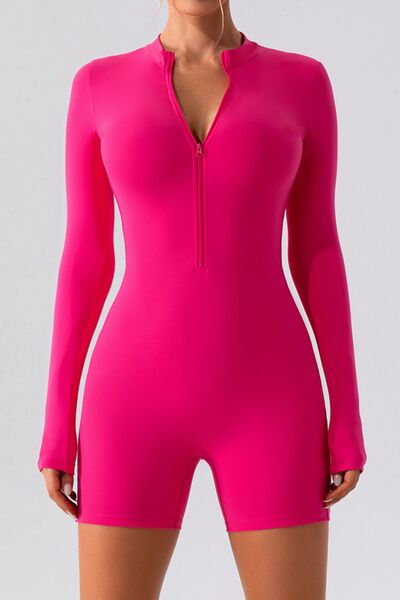 Half Zip Long Sleeve Active Romper - Body By J'ne